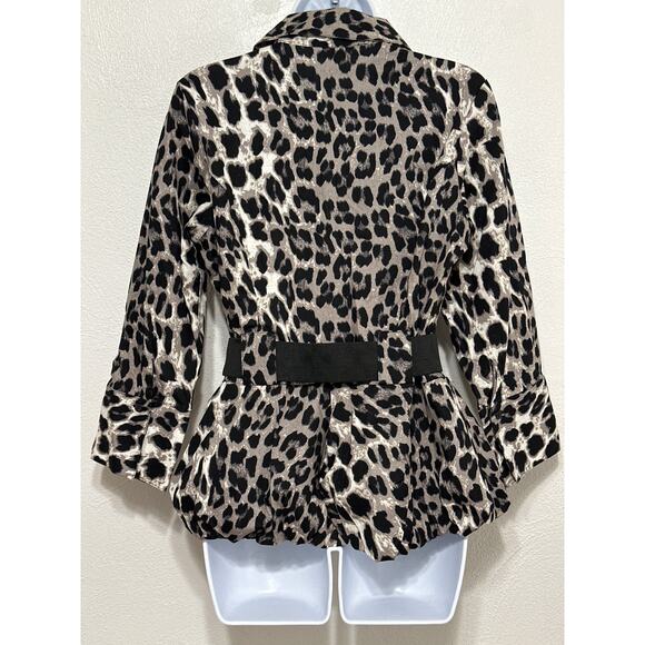 Leopard Print Bubble Hem Belted Tunic M Classic Mob Wife Trendy Street Style - Picture 7 of 15